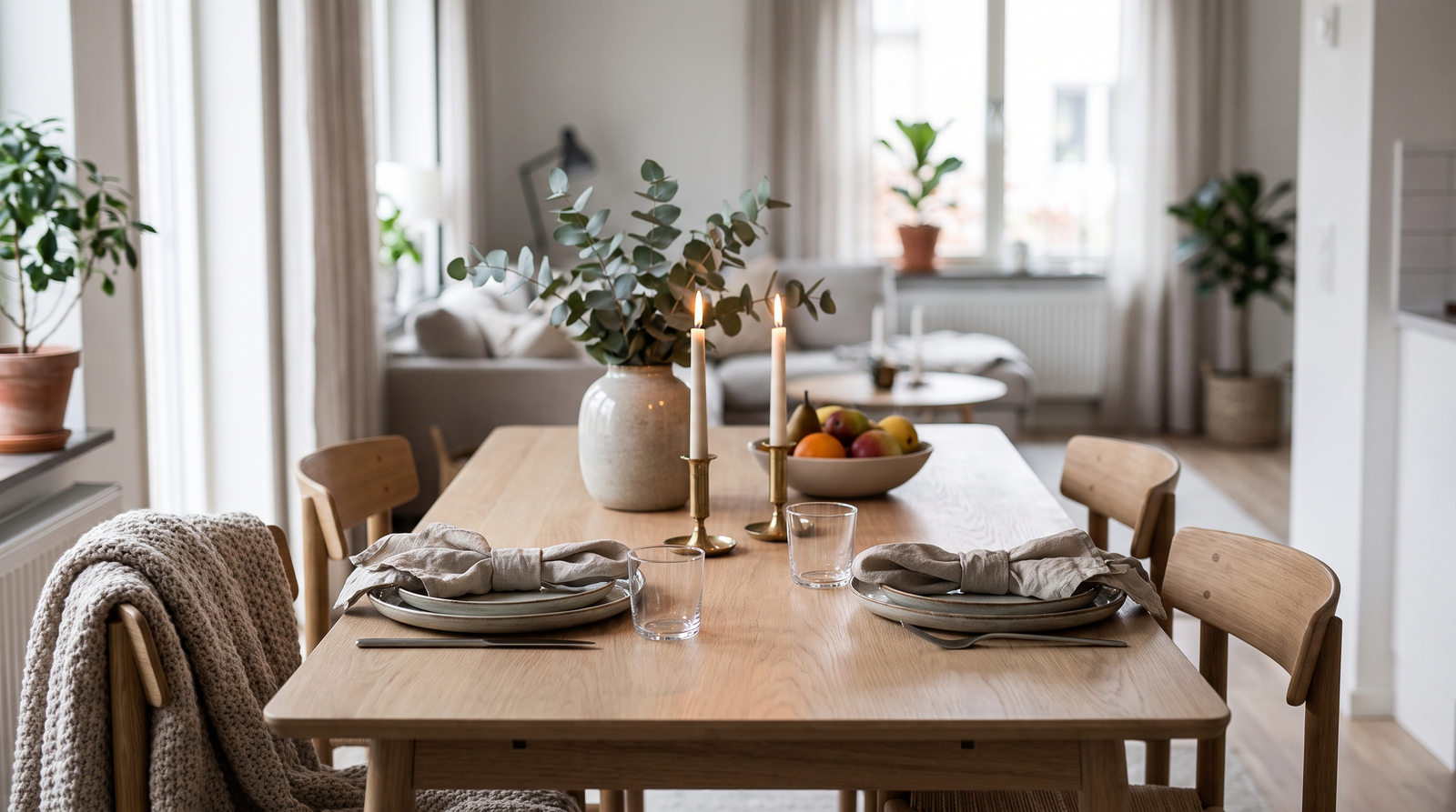 How to Set a Soft Scandinavian Table for Two for Everyday Life